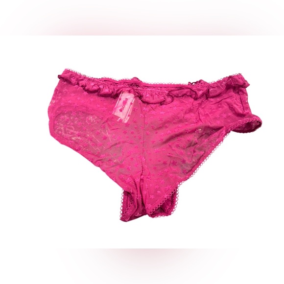 NWT Victoria’s Secret PINK Sheer Maroon Star Ruffle Cheeky Panty - Picture 5 of 5